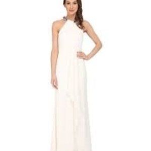 CALVIN KLEIN Halter Neck Draped Gown